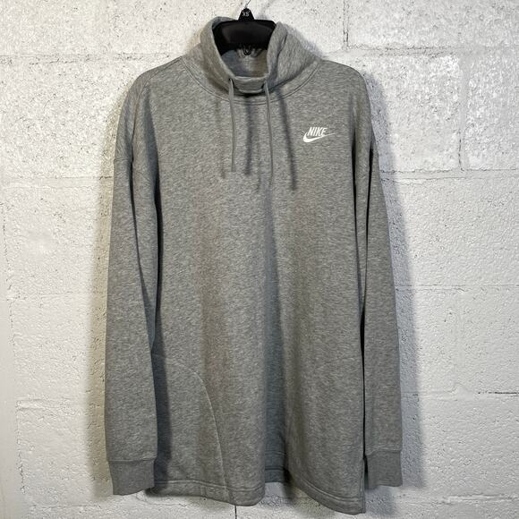 Nike Women's club Fleece Mock-Neck Sweatshirt Grey XS - Picture 1 of 9